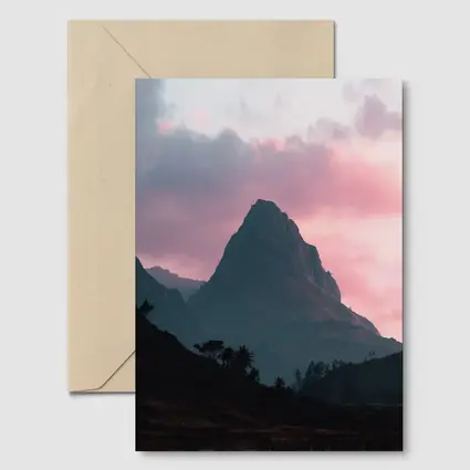 Sharp Mountain Peak Pink Sunset Sky