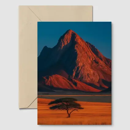 African Savanna Mountain Lone Acacia Sunset