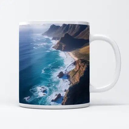 Aerial Coastal Cliffs Meeting Turquoise Ocean Waves