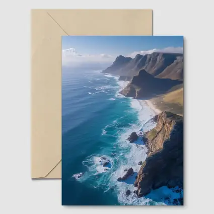 Aerial Coastal Cliffs Meeting Turquoise Ocean Waves