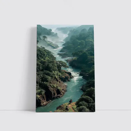 Misty River Gorge Jungle Forest Landscape