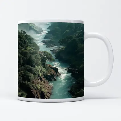 Misty River Gorge Jungle Forest Landscape