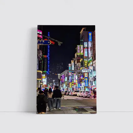 Seoul Korea Neon Street Night Scene