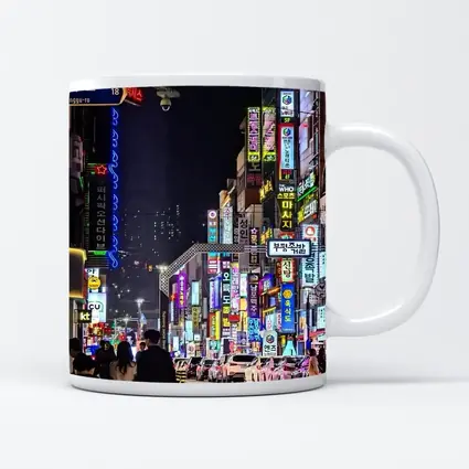Seoul Korea Neon Street Night Scene