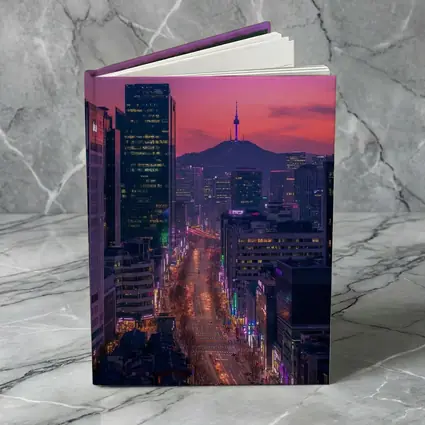 Seoul City Skyline At Purple Sunset