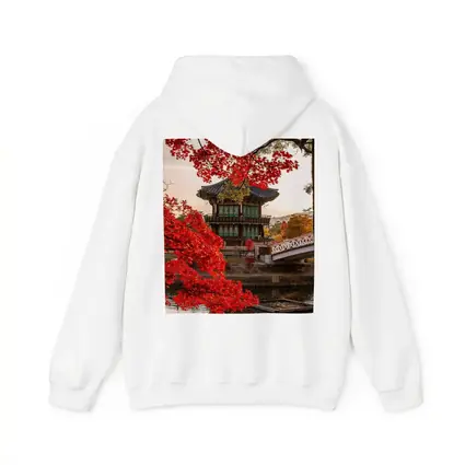 Korean Palace Pavilion Red Autumn Leaves