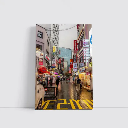 Seoul South Korea Rainy Street Night Scene