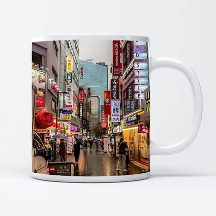 Seoul South Korea Rainy Street Night Scene