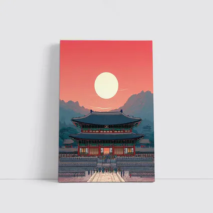 Gyeongbokgung Palace Seoul Red Sky Art