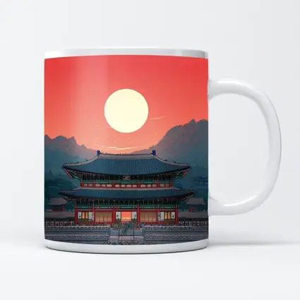 Gyeongbokgung Palace Seoul Red Sky Art