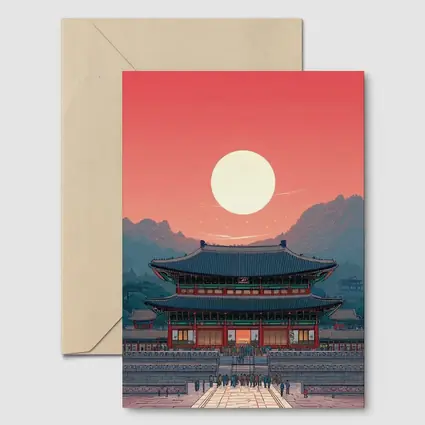 Gyeongbokgung Palace Seoul Red Sky Art