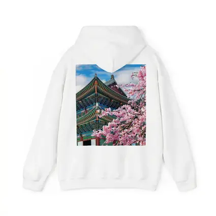Korean Palace Cherry Blossoms Blue Sky