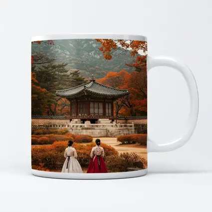 Korean Women Hanbok Autumn Palace Garden