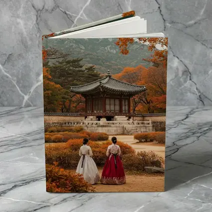 Korean Women Hanbok Autumn Palace Garden
