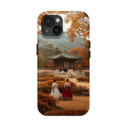 Korean Women Hanbok Autumn Palace Garden