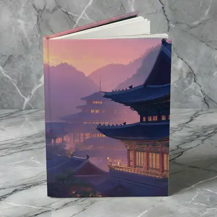 Korean Palace at Misty Pink Sunset