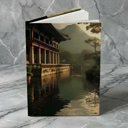 Korean Palace Pavilion Mountain Misty Lake