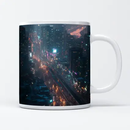 Seoul City Skyline At Dusk Neon