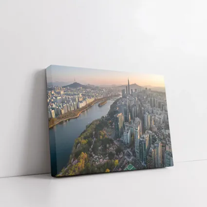 Seoul Skyline Han River Cherry Blossoms Sunset
