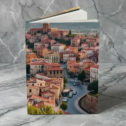 Italian Hilltop Town Warm Sunset Sky