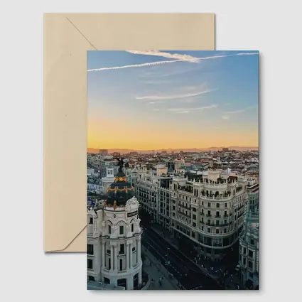 Madrid Gran Via Skyline Sunset View