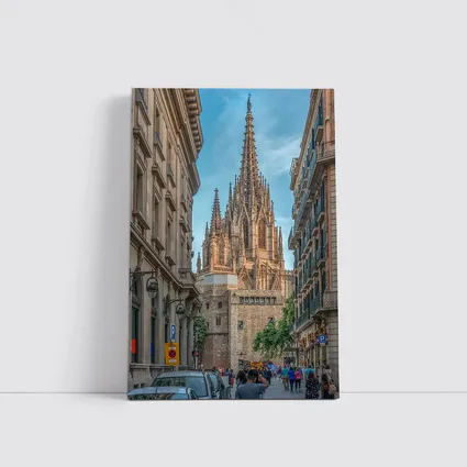Barcelona Cathedral Gothic Spire Street View