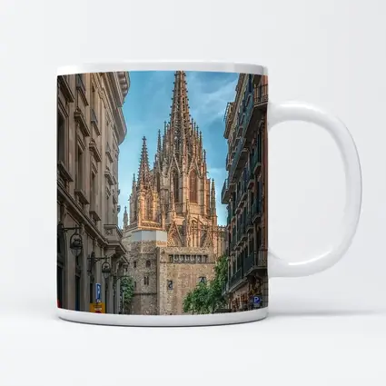 Barcelona Cathedral Gothic Spire Street View