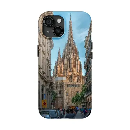 Barcelona Cathedral Gothic Spire Street View