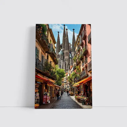 Barcelona Street Sagrada Familia Cathedral View