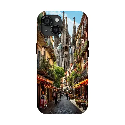 Barcelona Street Sagrada Familia Cathedral View