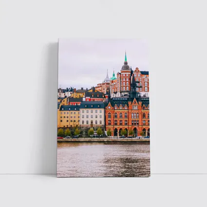 Stockholm Waterfront Historic Buildings Cloudy Day