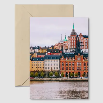 Stockholm Waterfront Historic Buildings Cloudy Day