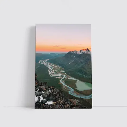 Winding River Valley Sunset Mountain Aerial View