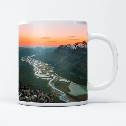 Winding River Valley Sunset Mountain Aerial View