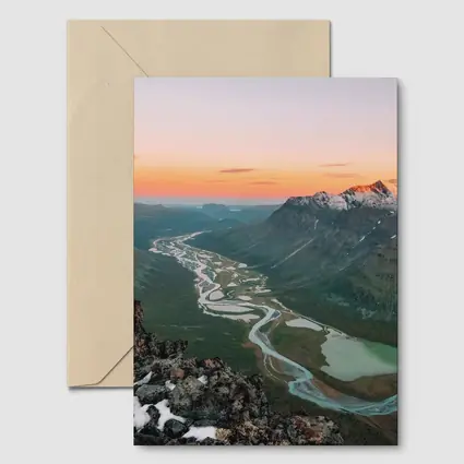 Winding River Valley Sunset Mountain Aerial View
