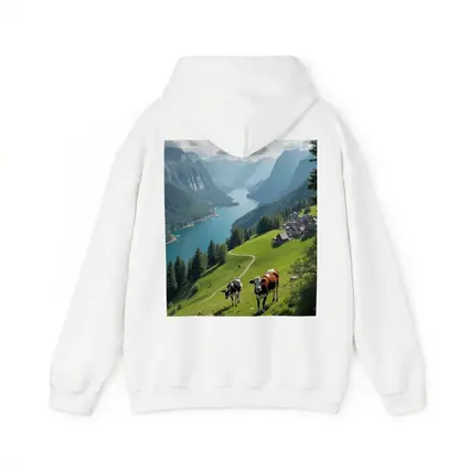 Cows Grazing Alpine Meadow Mountain Lake View