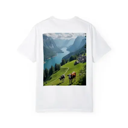Cows Grazing Alpine Meadow Mountain Lake View