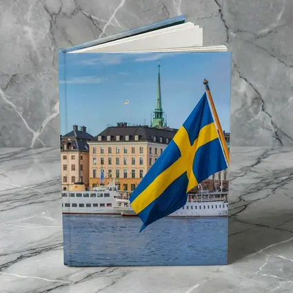 Swedish Flag Stockholm Old Town Waterfront