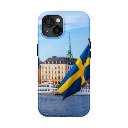 Swedish Flag Stockholm Old Town Waterfront