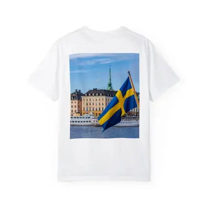Swedish Flag Stockholm Old Town Waterfront