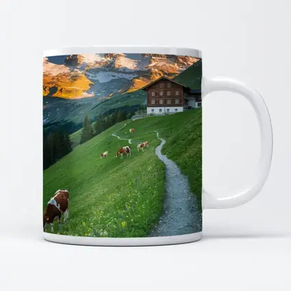 Alpine Meadow Cows Mountain Chalet Switzerland