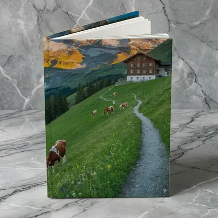 Alpine Meadow Cows Mountain Chalet Switzerland