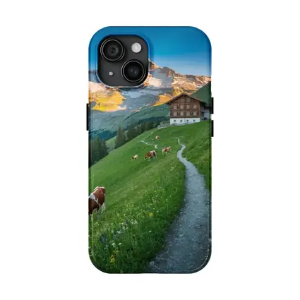 Alpine Meadow Cows Mountain Chalet Switzerland
