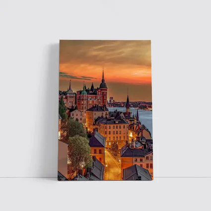Stockholm Old Town Fiery Sunset Sky
