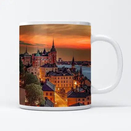 Stockholm Old Town Fiery Sunset Sky