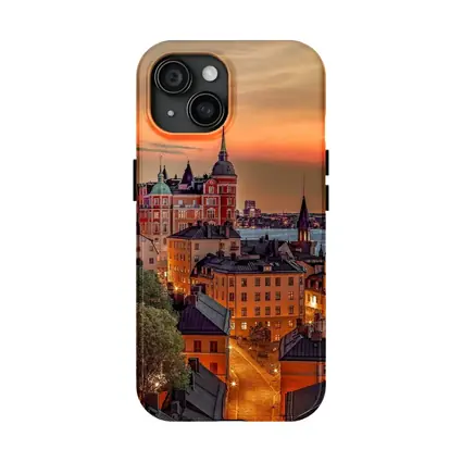 Stockholm Old Town Fiery Sunset Sky