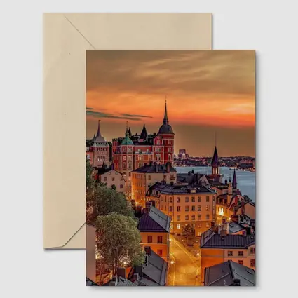 Stockholm Old Town Fiery Sunset Sky
