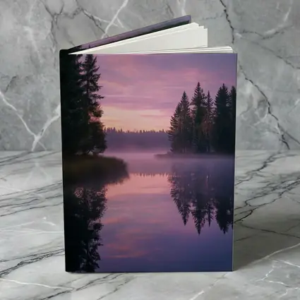 Misty Lake Forest Sunrise Pink Sky