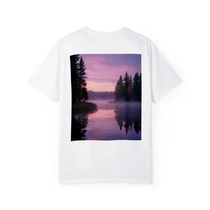 Misty Lake Forest Sunrise Pink Sky