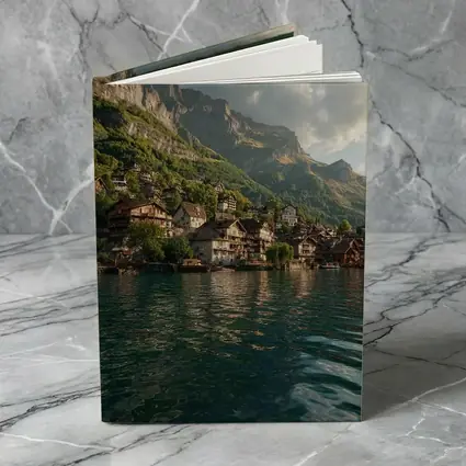 Swiss Alpine Village Lake Mountain Landscape